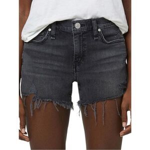 Hudson Jeans Gemma Frayed Denim Shorts in Lady Luck - 28 black distressed shorts